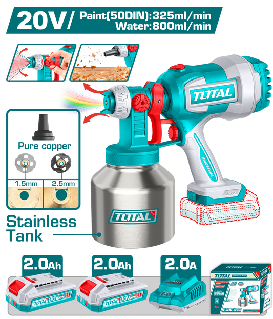 Total Cordless Spray Gun 20V 800ml TSGLI200414