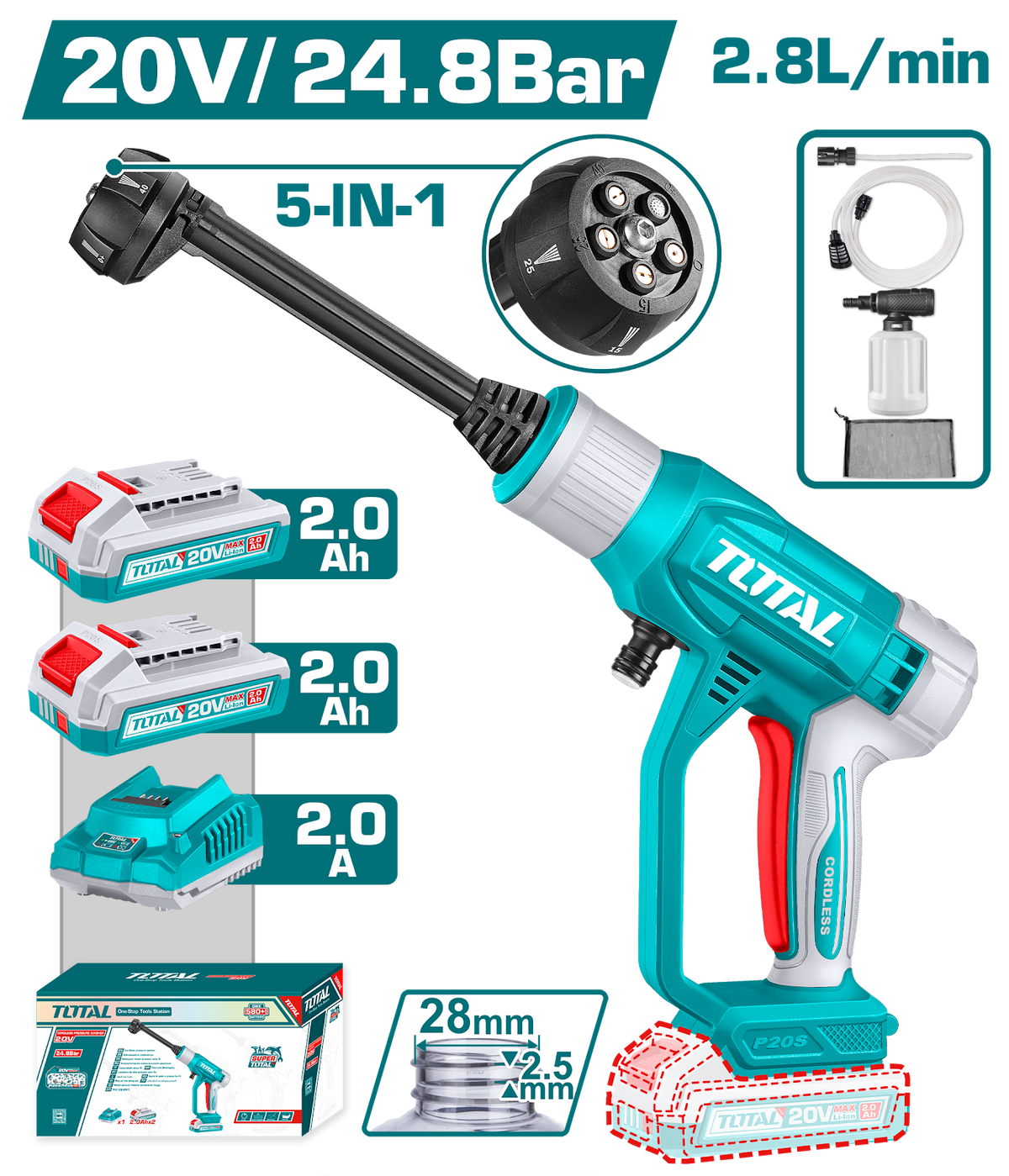 Total Cordless Pressure Washer 20V (TPWLI20582)