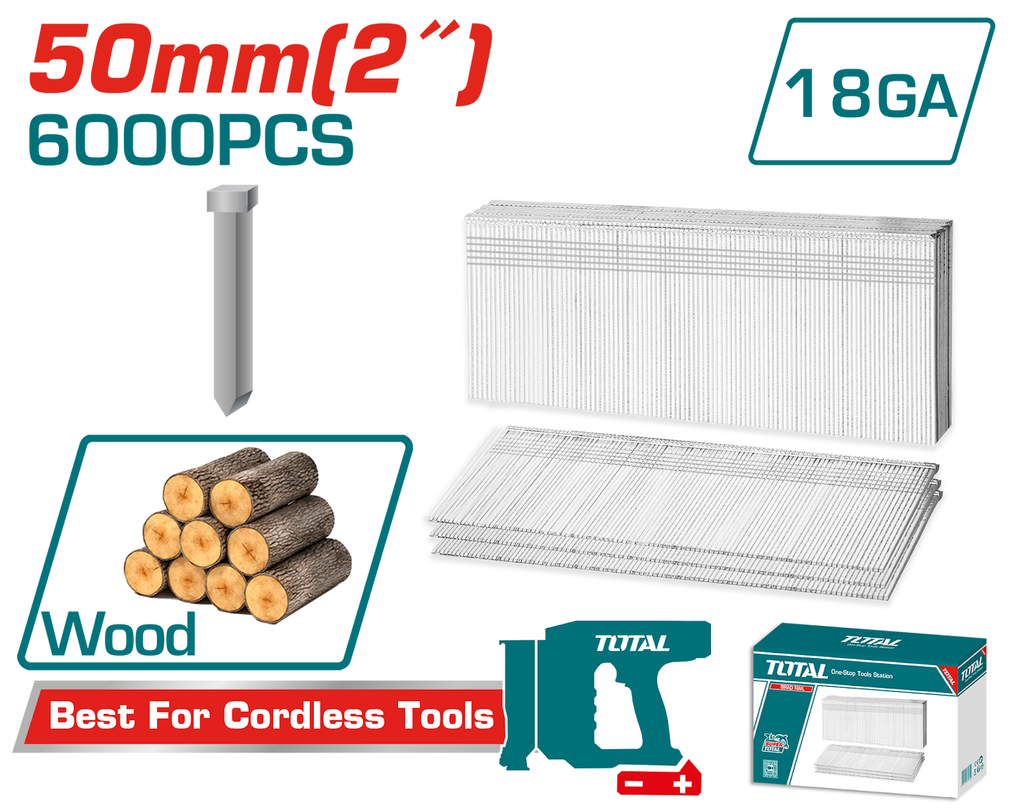 Total Brad Nails 50mm 6000pcs TAC918506