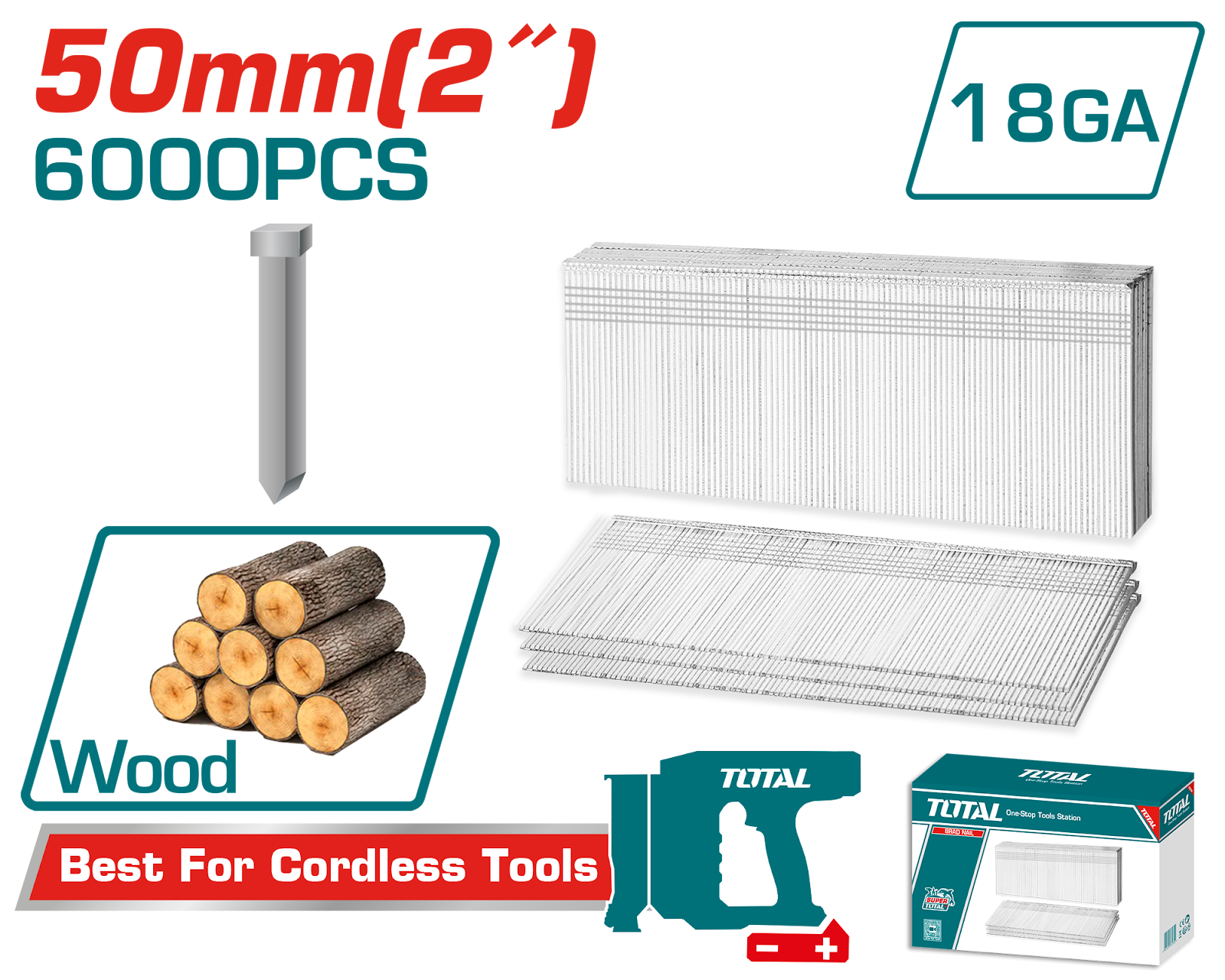Total Brad Nails 50mm 6000pcs TAC918506