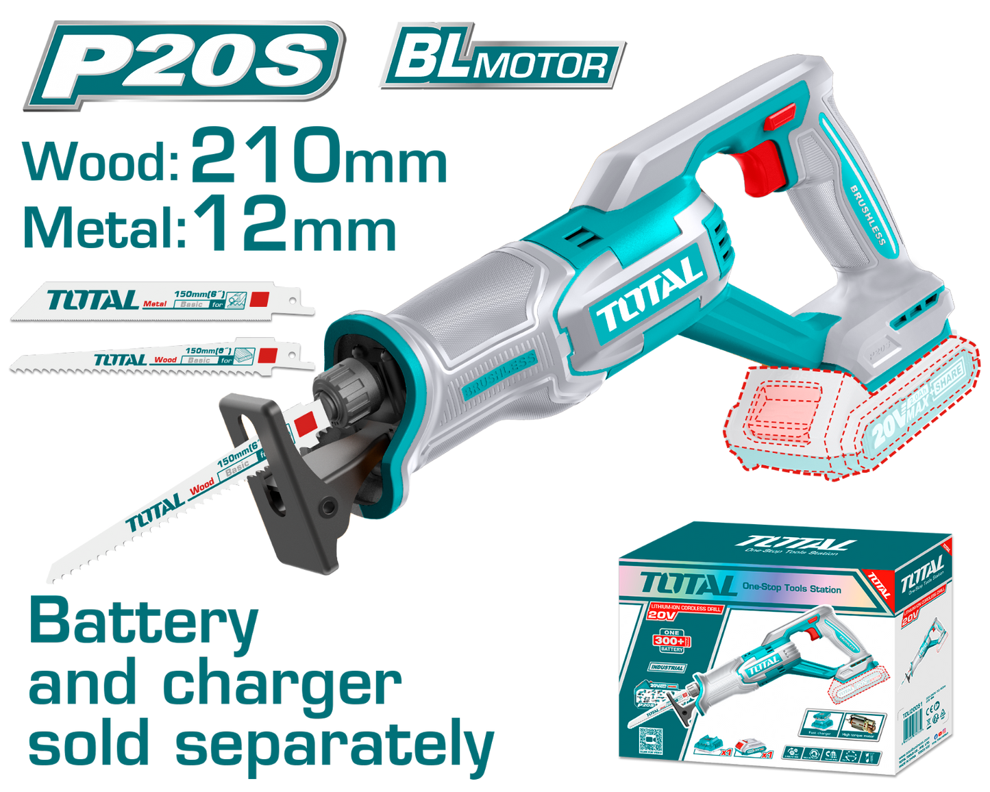 Total Cordless Reciprocating Saw 20V TRSLI2108