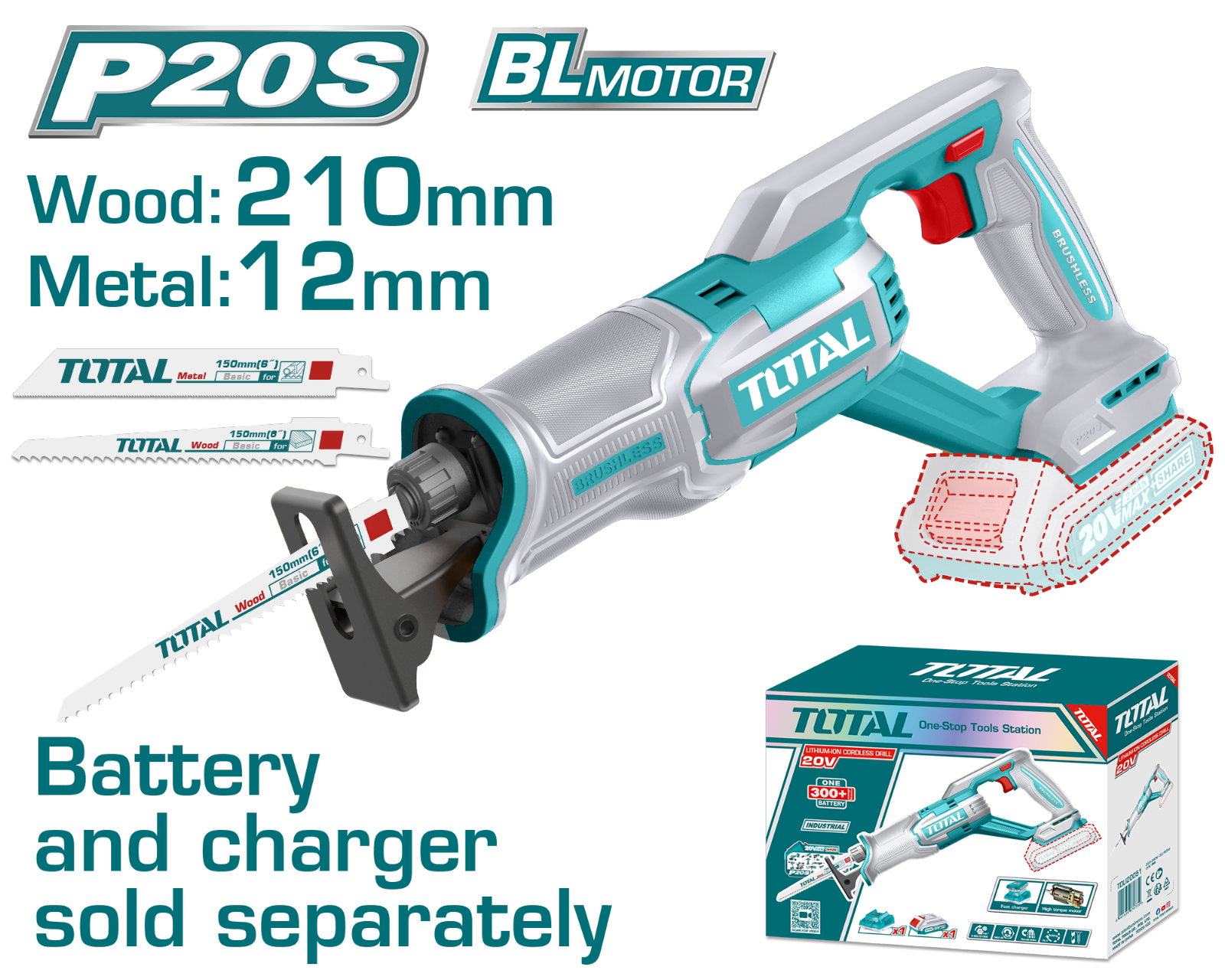 Total Cordless Reciprocating Saw 20V TRSLI2108