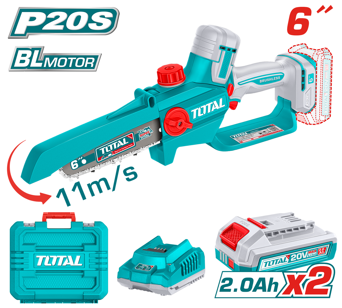Total Cordless Pruner Saw 20V 6 inch TGSLI20662