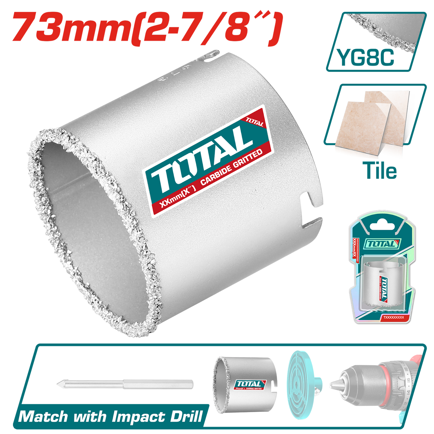 Total Carbide Gritted Hole Saw 73mm TAC440731
