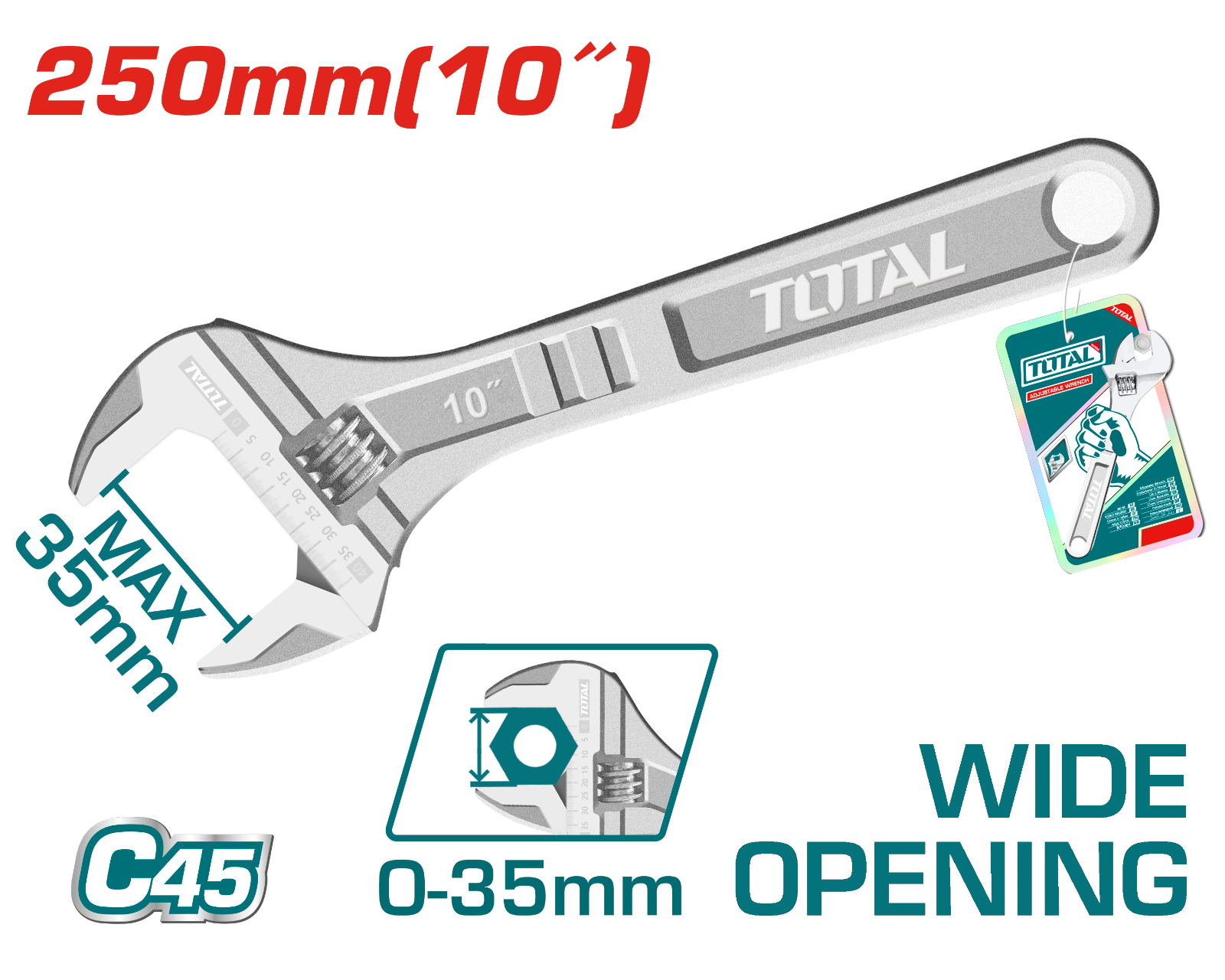 Total Adjustable Wrench 10 inch THT1010103