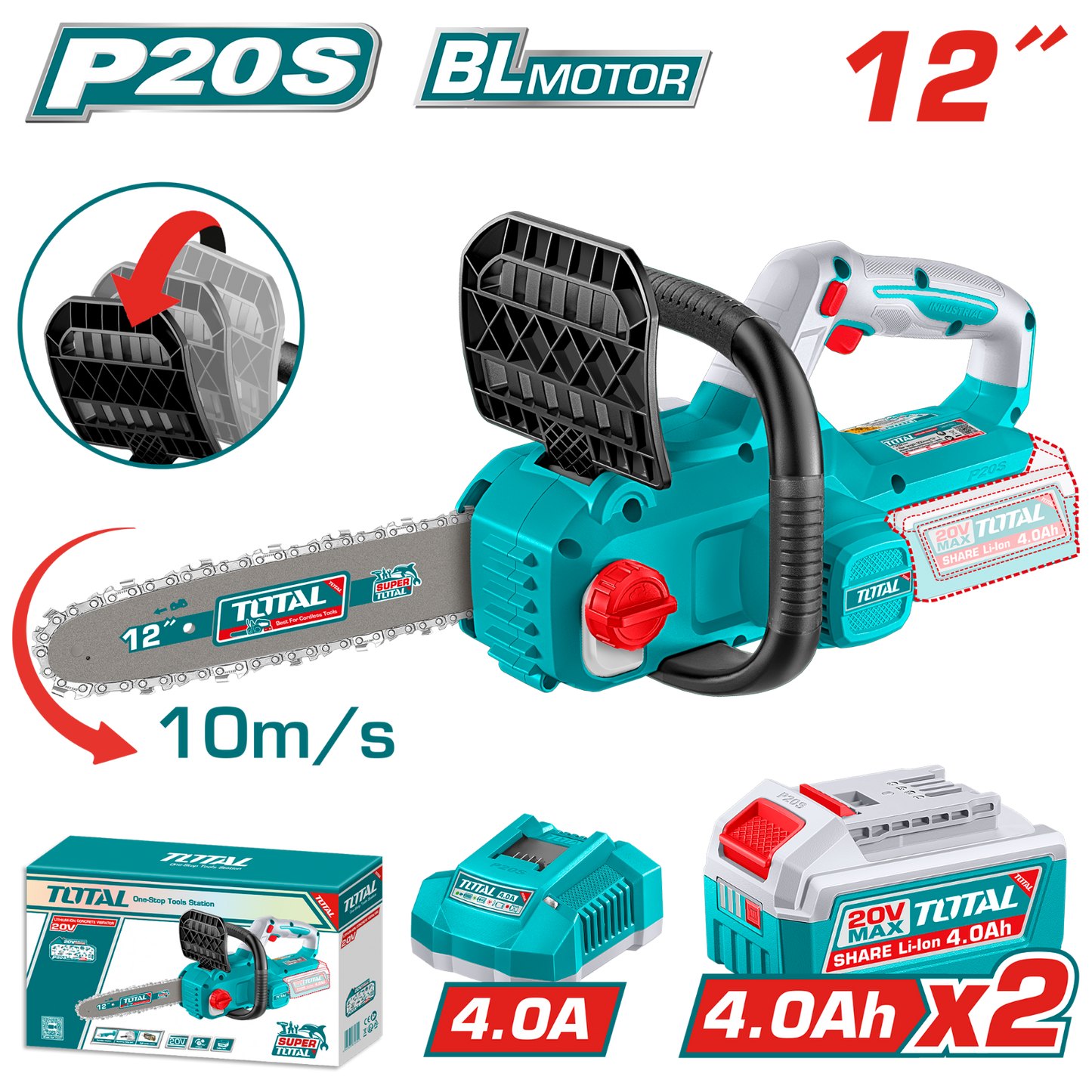 Total Cordless Chain Saw 20V 12 inch TGSLI201262