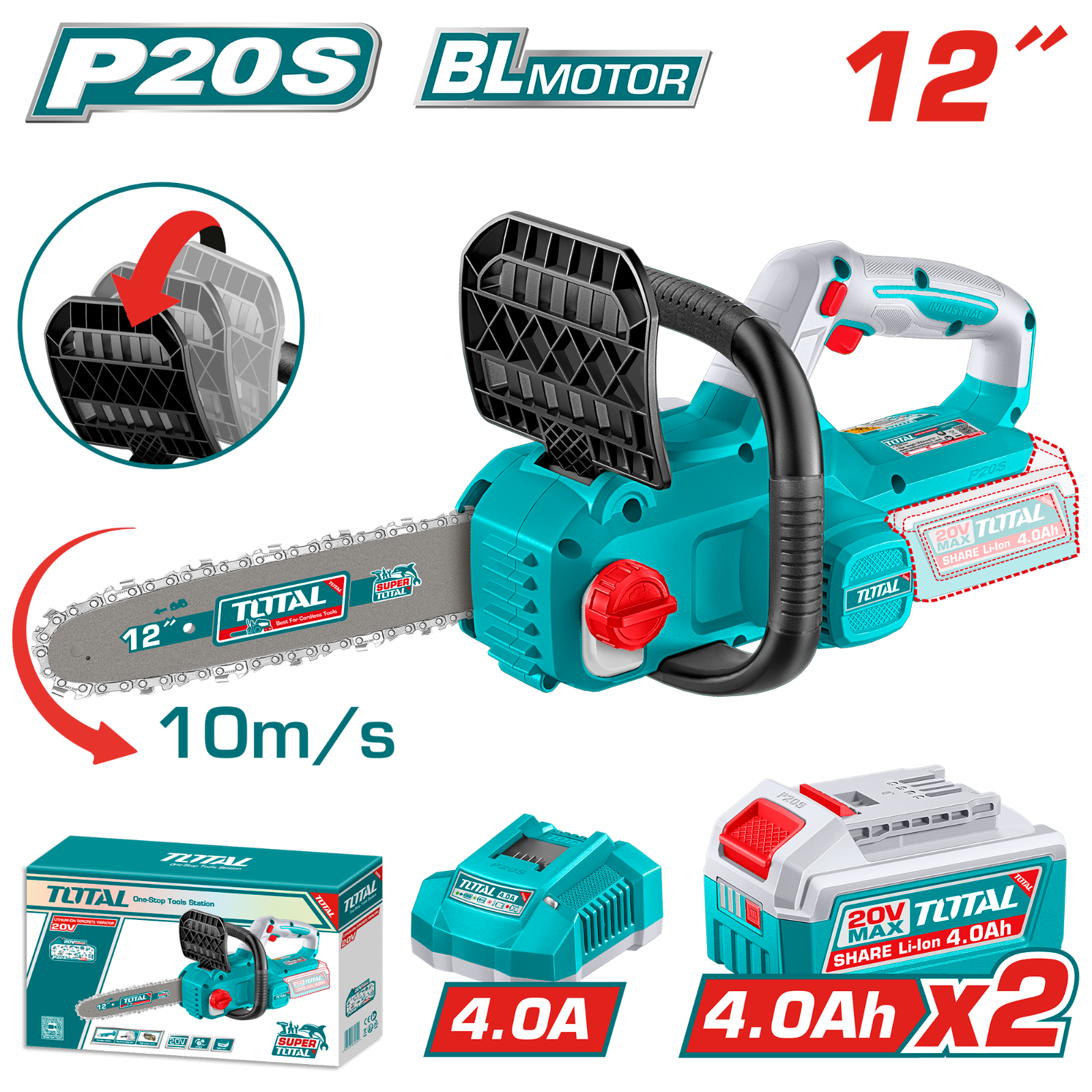 Total Cordless Chain Saw 20V 12 inch TGSLI201262