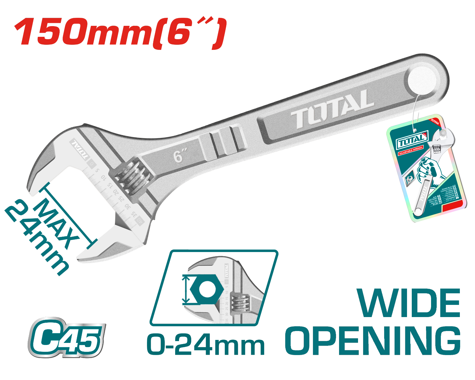 Total Adjustable Wrench 6 inch THT101063