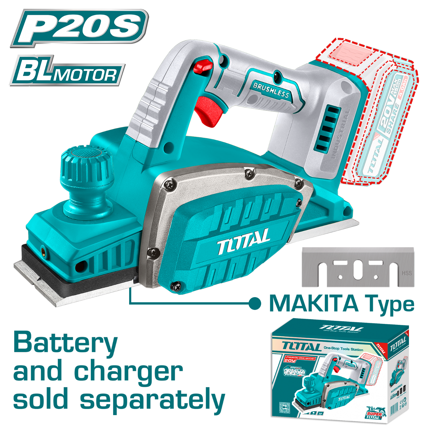 Total Cordless Planer 20V TRLI20401