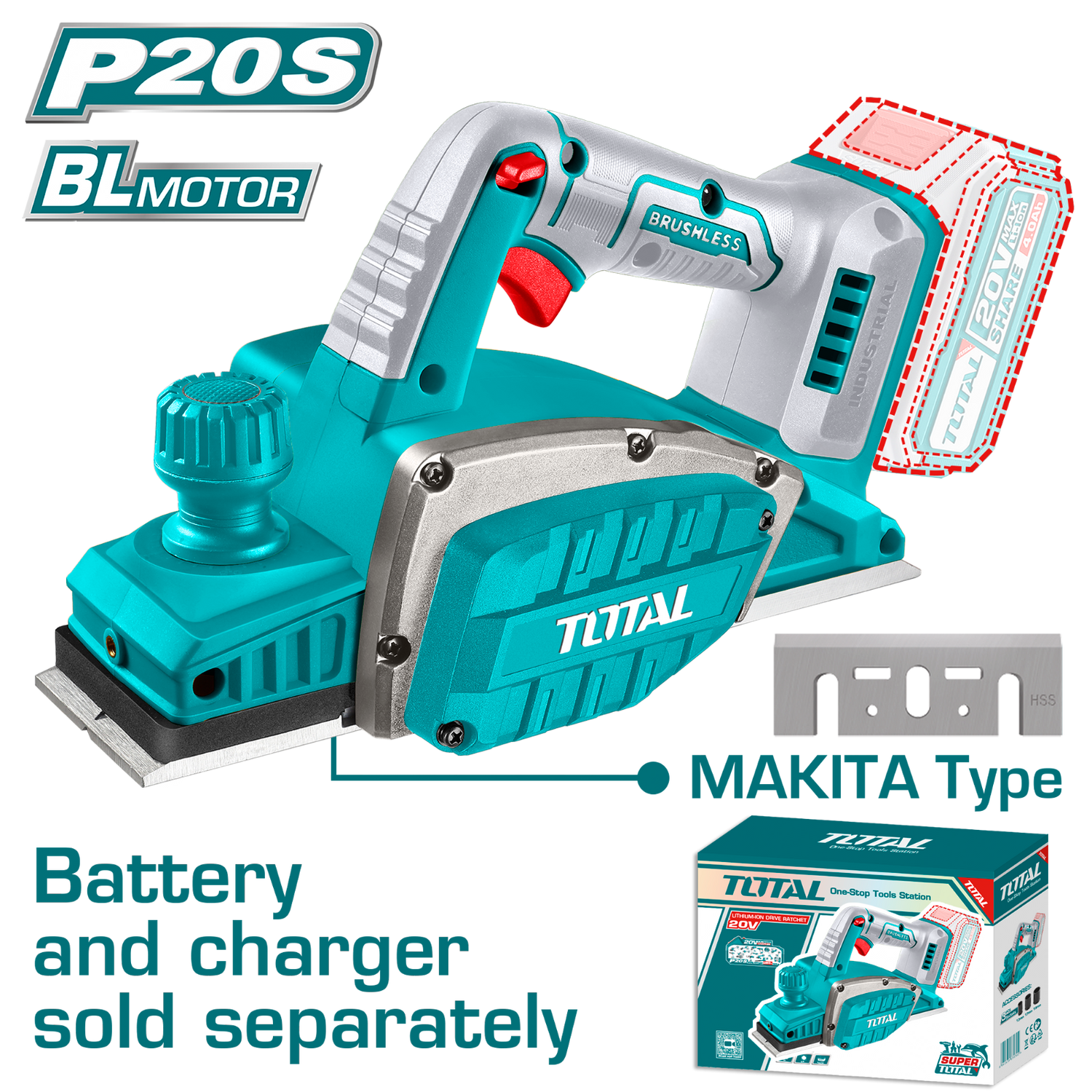 Total Cordless Planer 20V TRLI20401