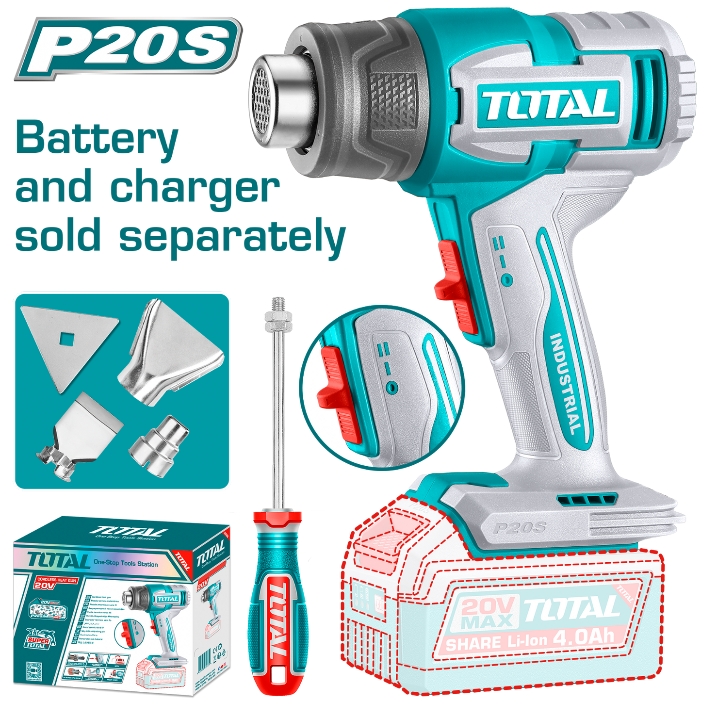 Total Cordless Heat Gun 20V TBLI2006