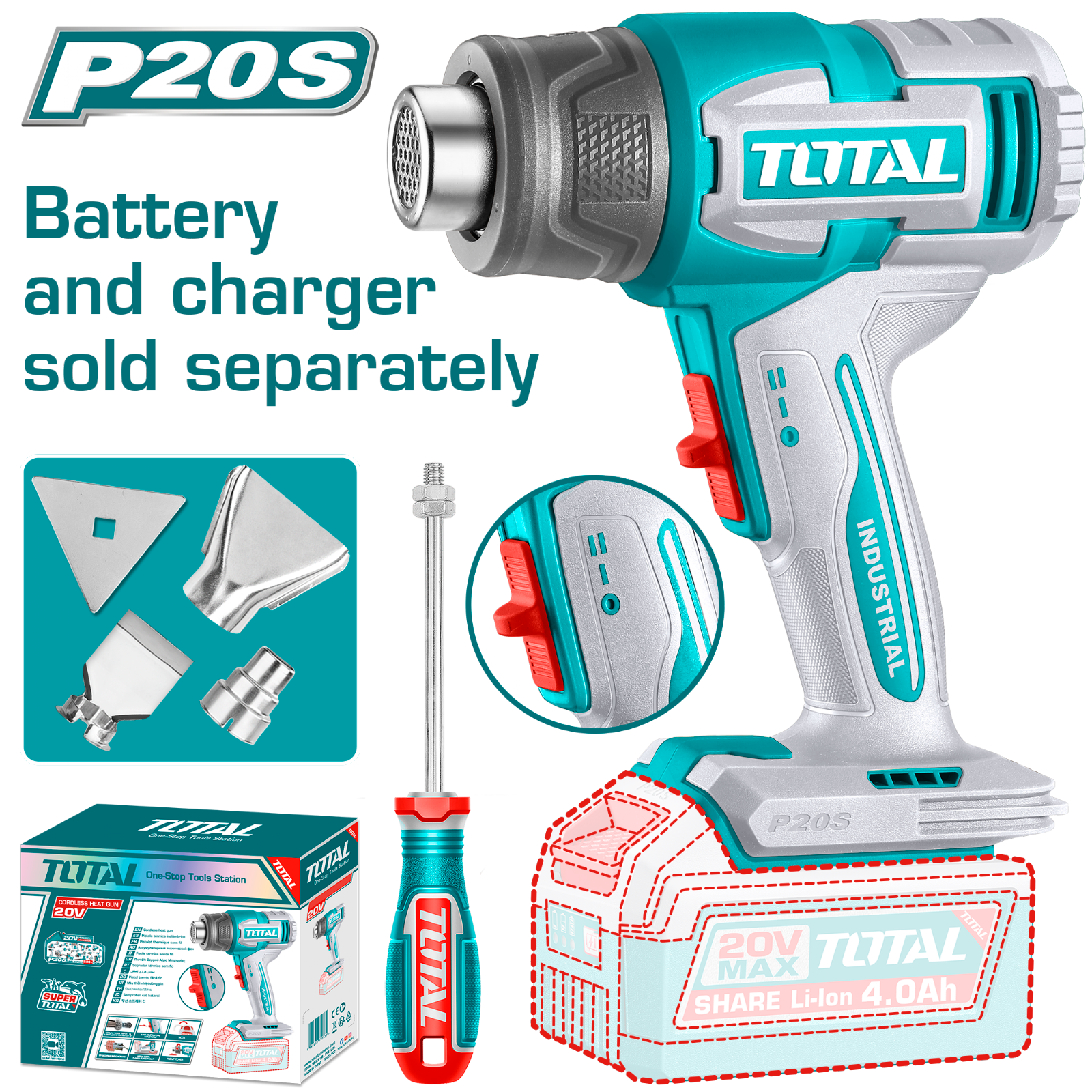 Total Cordless Heat Gun 20V TBLI2006