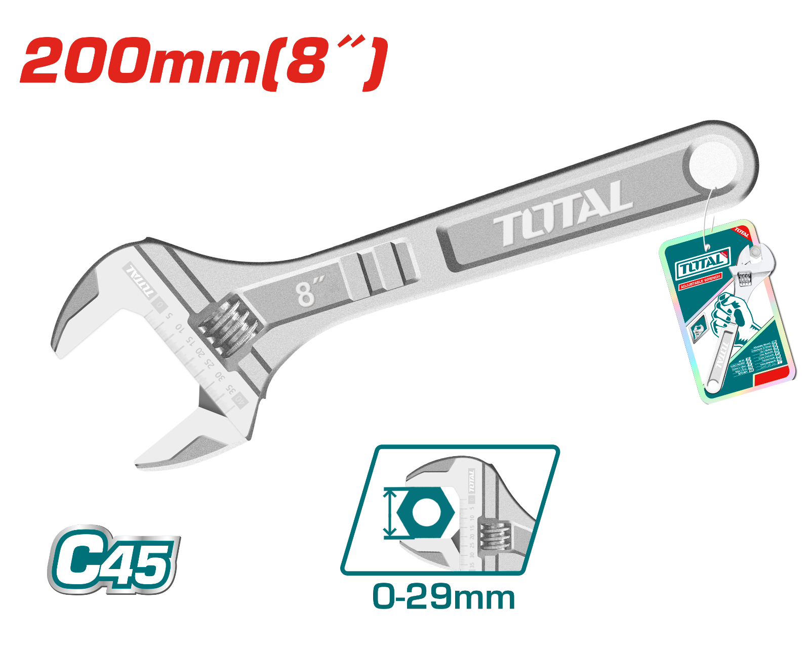 Total Adjustable Wrench 8 inch THT101083