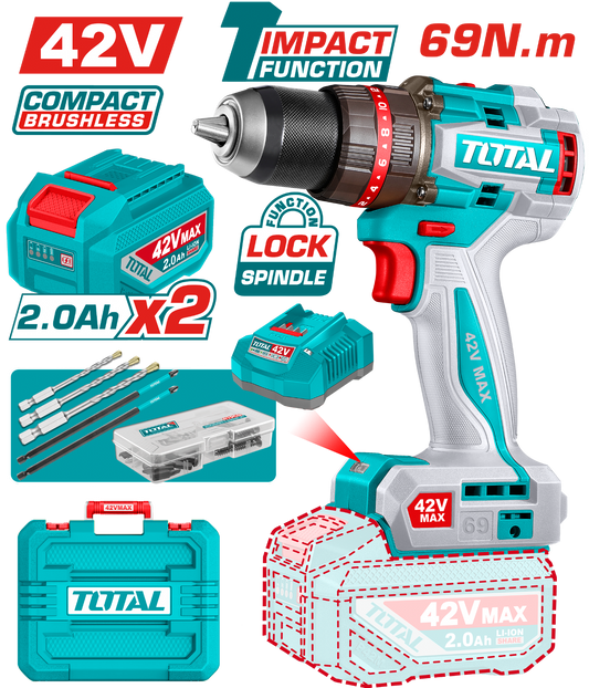 Total Compact Brushless Cordless Impact Drill 42V TIDLI426982