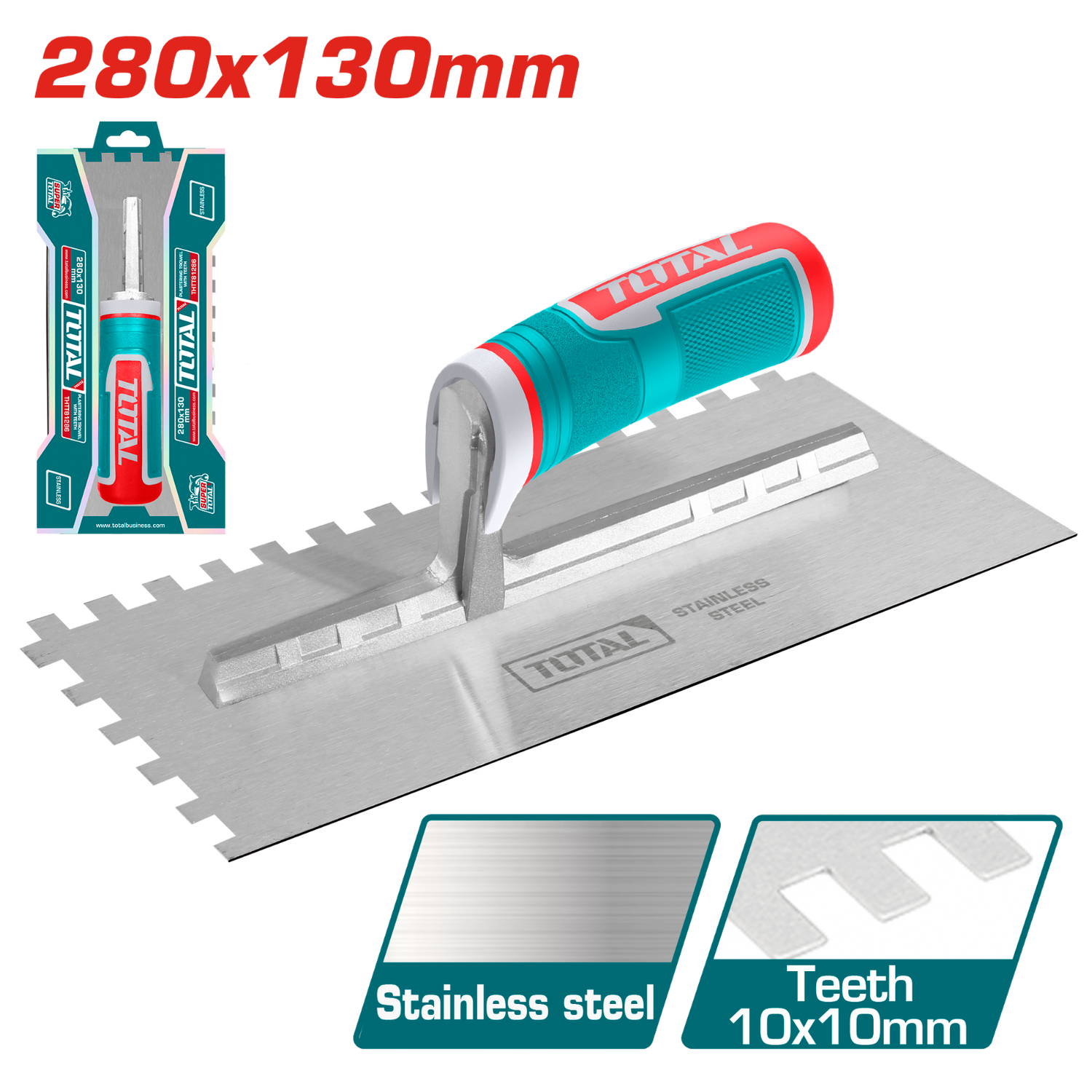 Total Plastering Trowel with Teeth Plastic Handle THTT81286