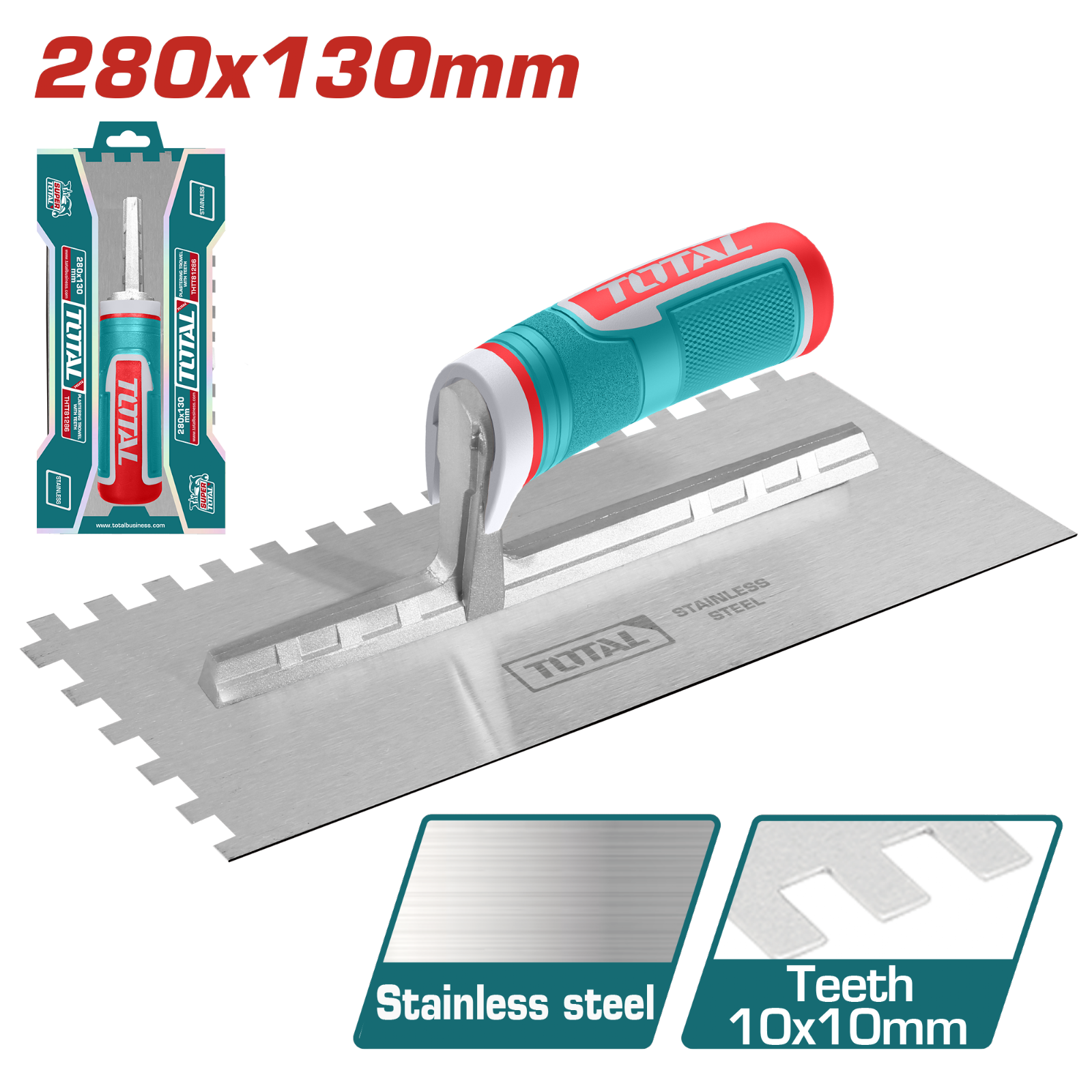 Total Plastering Trowel with Teeth Plastic Handle THTT81286