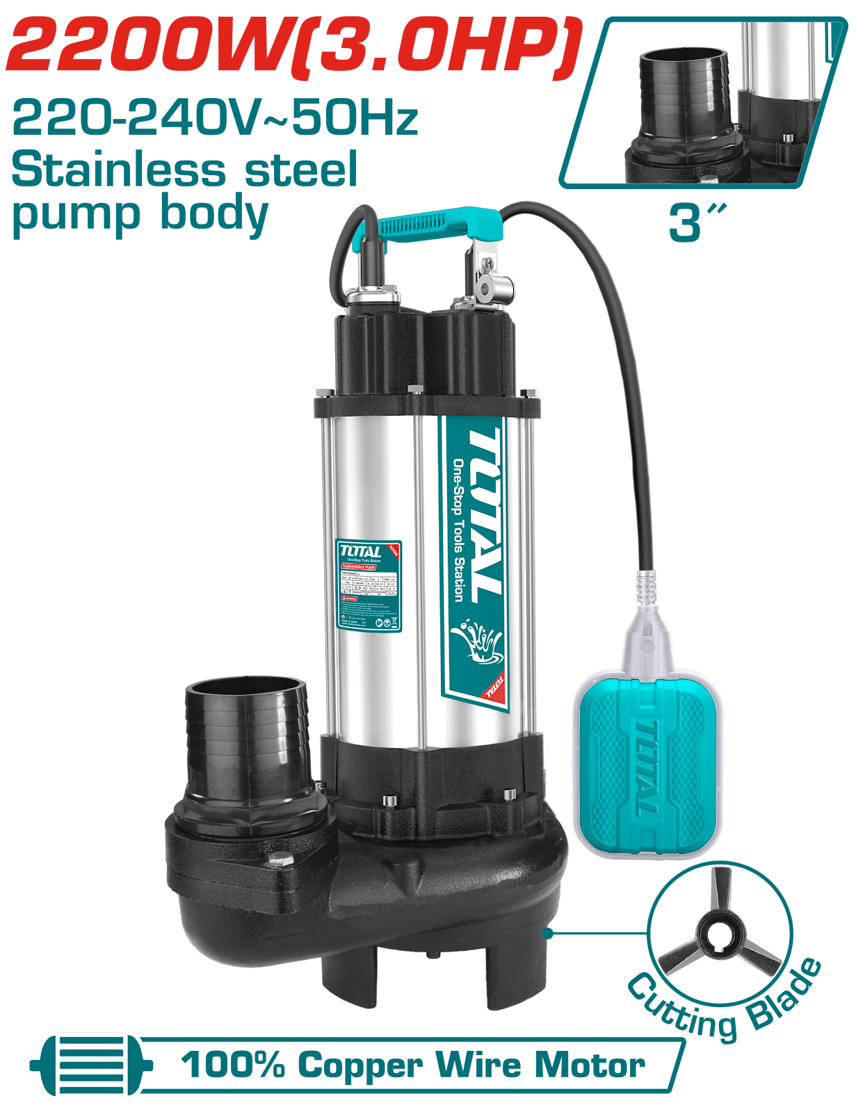 Total Sewage Submersible Pump 2200W TWP7220026