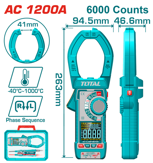 Total Digital AC Clamp Meter 1200A TMT7610001