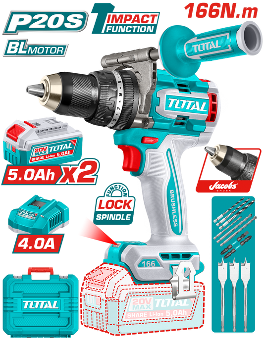 Total Brushless Cordless Impact Drill 20V TIDLI201668