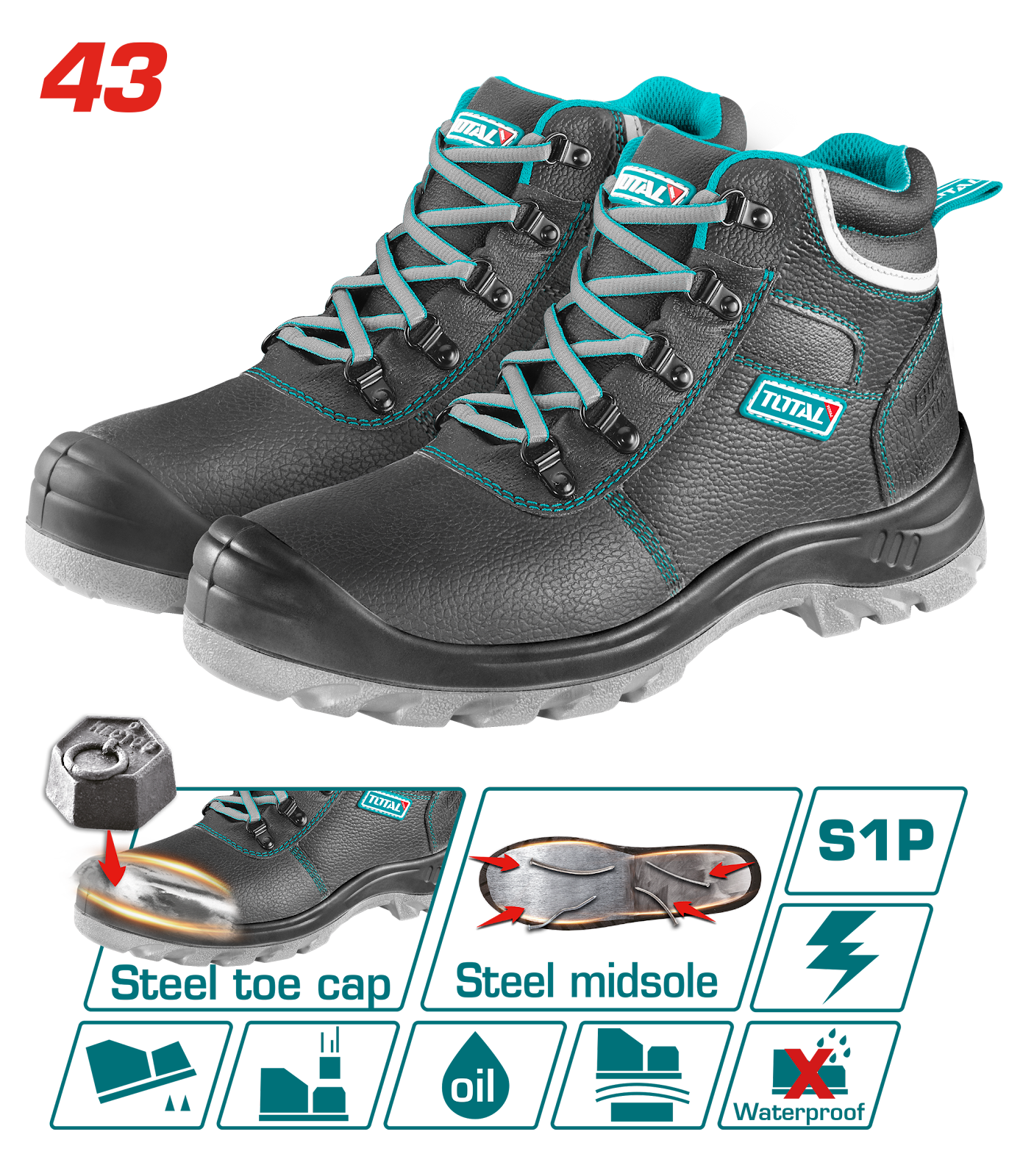 Total Safety Boots Size 43 S1P TSP202S1P.43