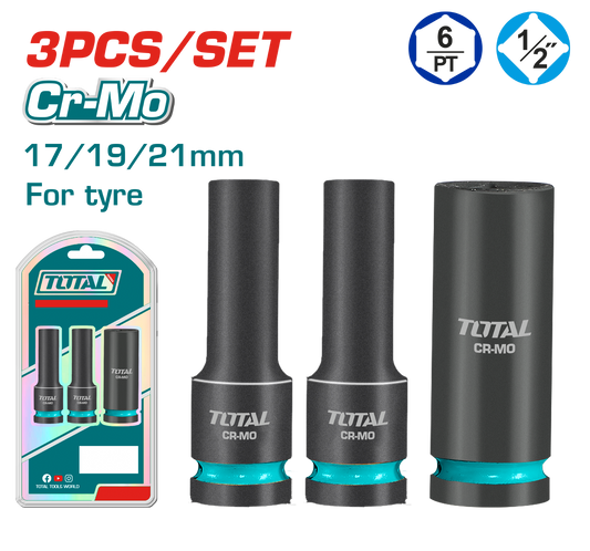 Total 3 Pcs 1/2 inch Dr. Deep Impact Socket Set THKISD12042L