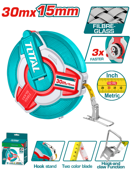 Total Fibreglass Measuring Tape 30m TMTF18306