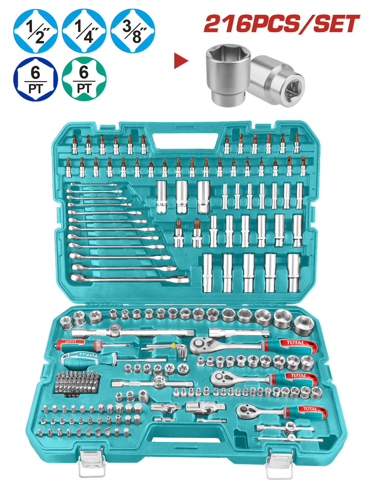 Total 216 Pcs Combination Tools Set THKTHP22166