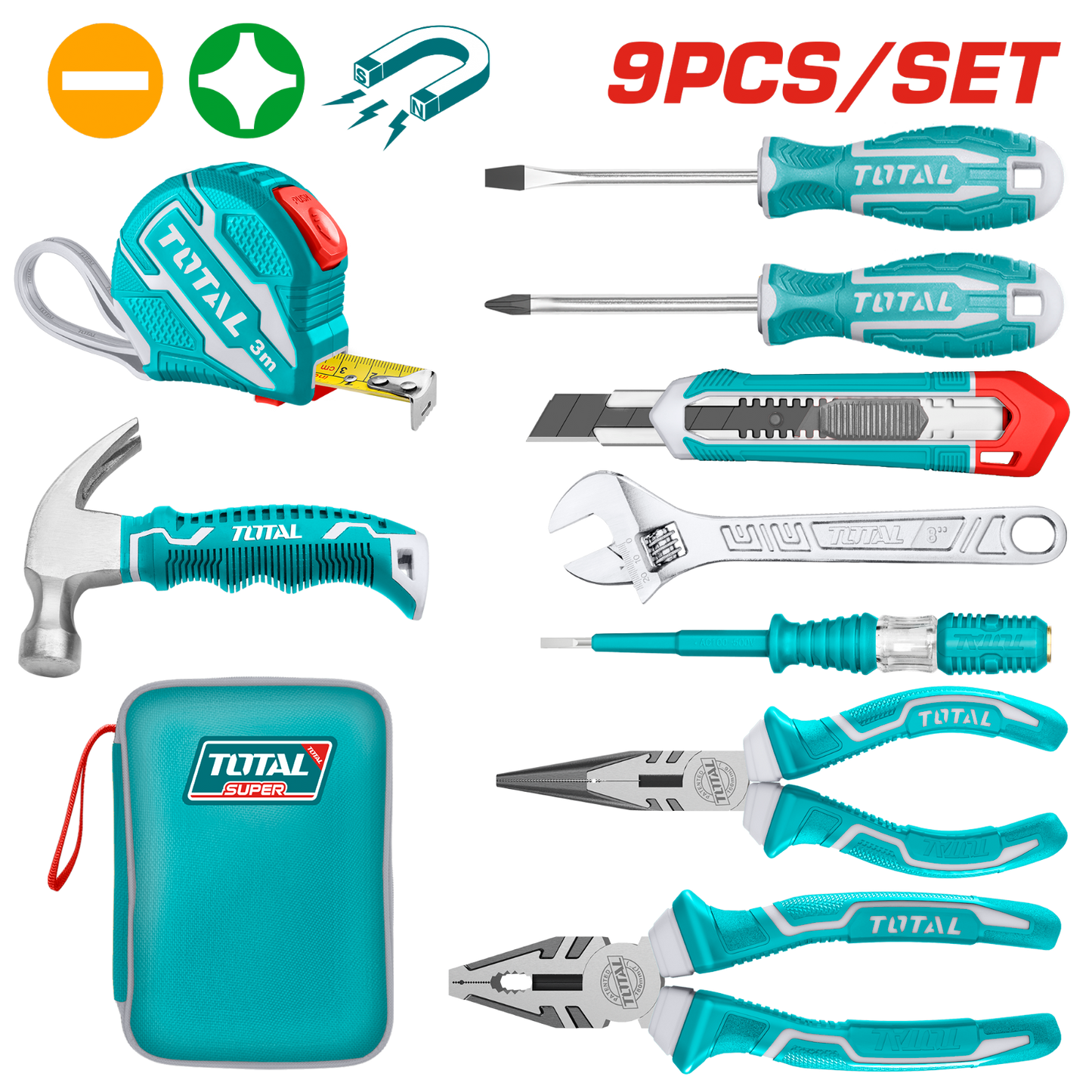 Total 9 Pcs Hand Tools Set THKTHP90097