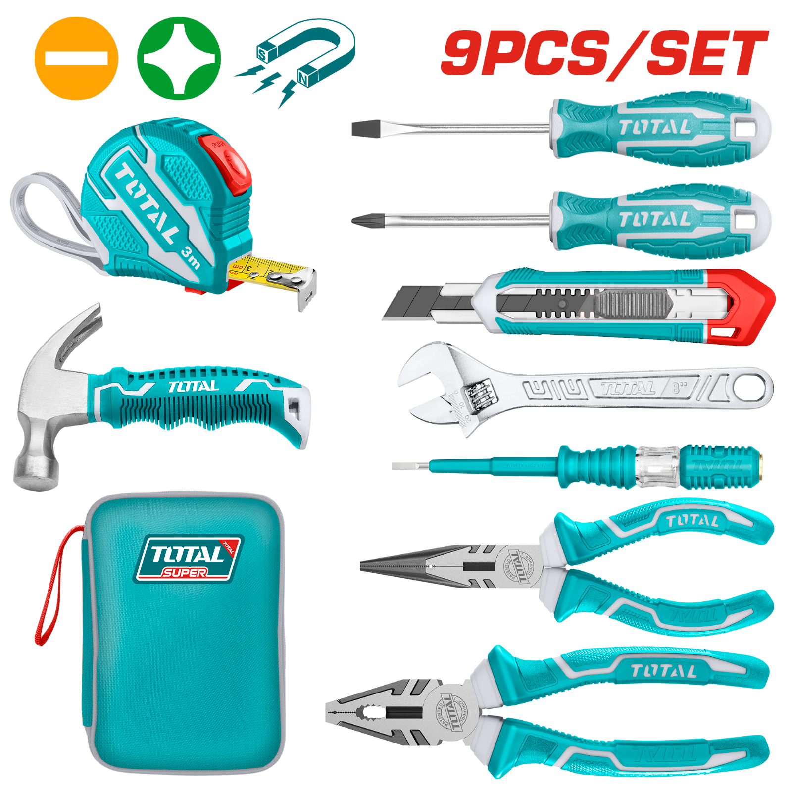 Total 9 Pcs Hand Tools Set THKTHP90097