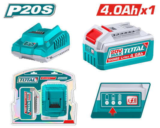 Total 20V 4.0Ah Battery and Charger Kit TFBCPK1012