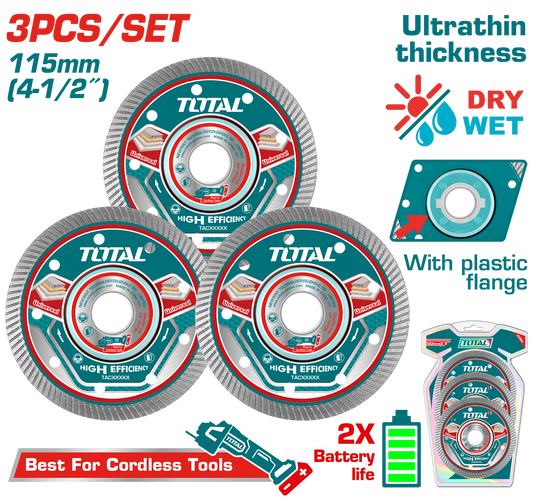 Total Diamond Disc Set for Cordless Angle Grinder 115mm TAC511153