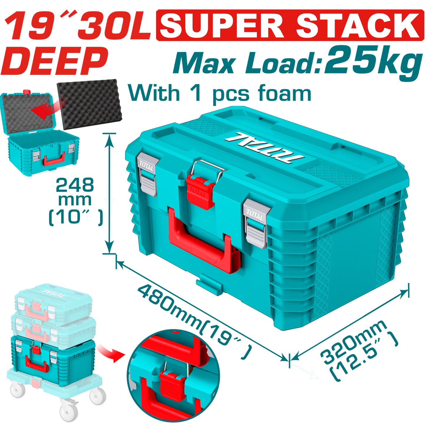 Total 19 Inch Stackable Tool Box TPBXS103