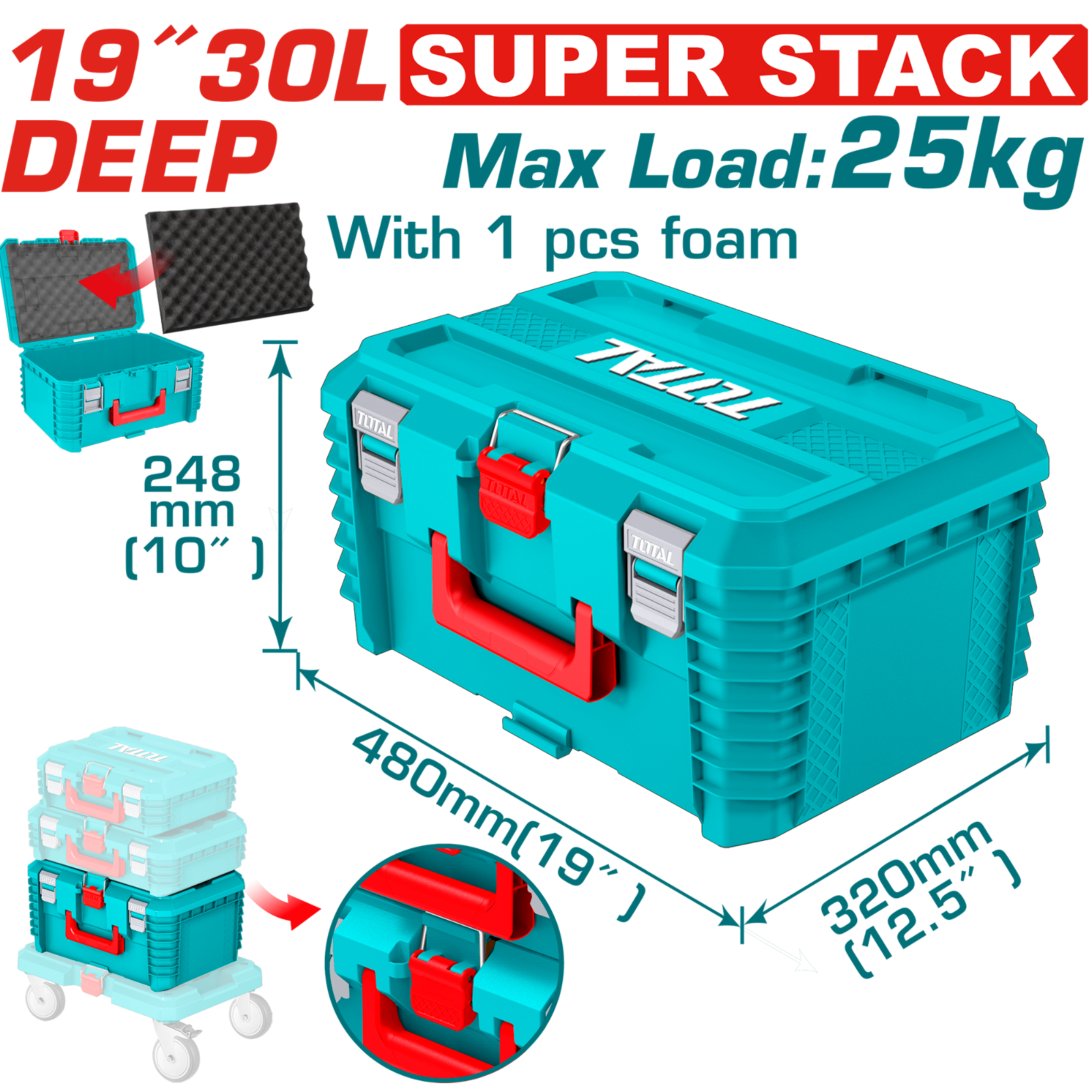 Total 19 Inch Stackable Tool Box TPBXS103