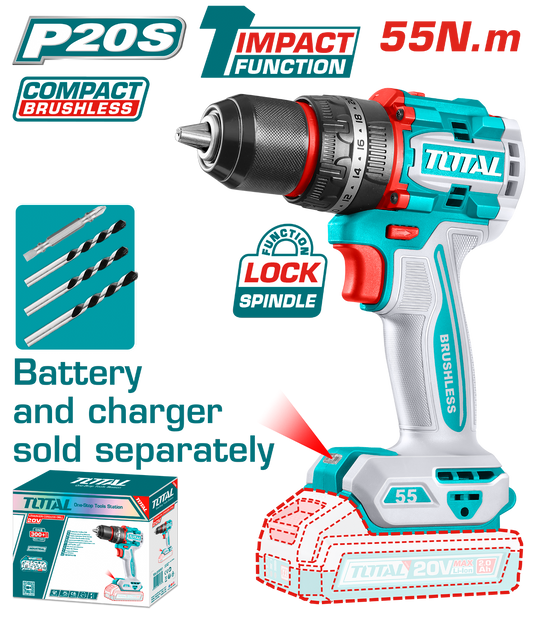 Total Compact Brushless Cordless Impact Drill 20V TIDLI205581