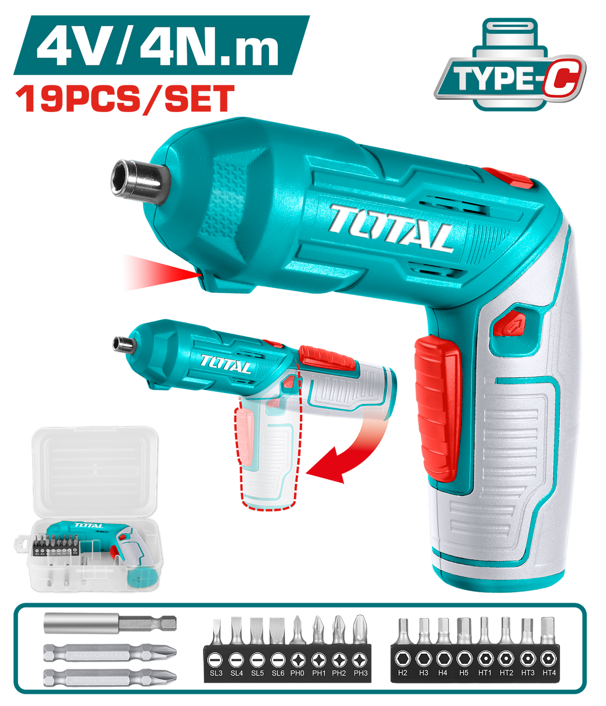 Total Cordless Screwdriver 4V TSDLI0442