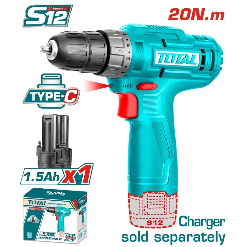 TOTAL Lithium-Ion Cordless Drill - TDLI12428