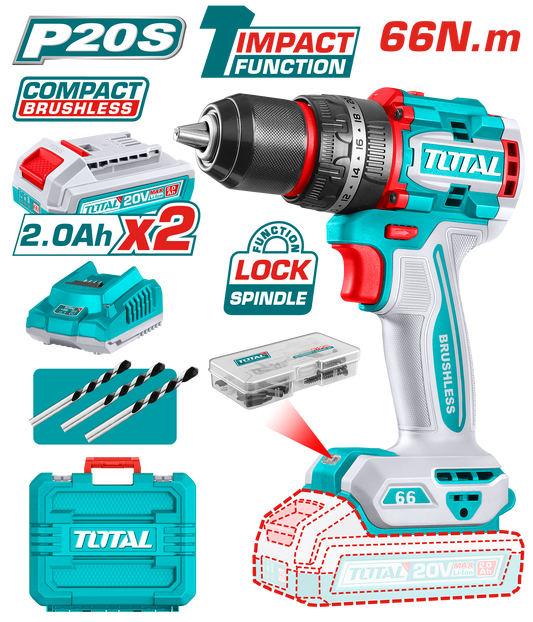 TOTAL Compact Brushless Cordless Impact Drill - TIDLI20668