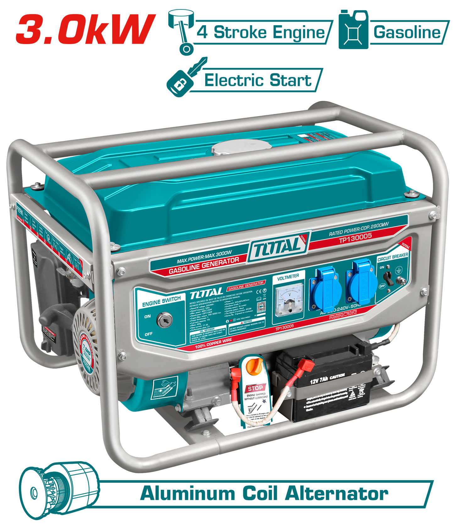 Total Gasoline Generator 3.0kW TP130005-1