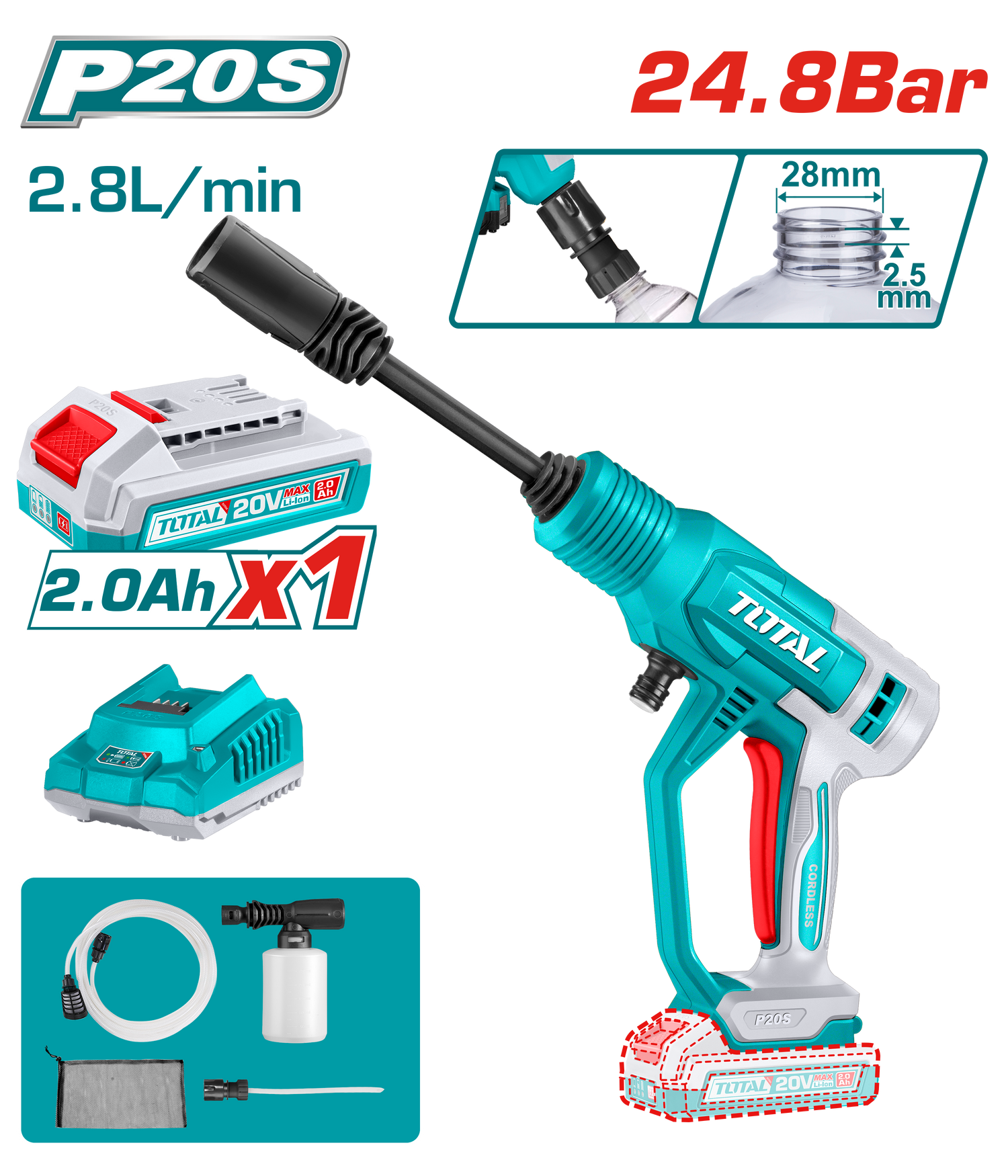 Total Cordless Pressure Washer TPWLI20362
