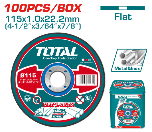 Total Abrasive Metal Cutting Disc Set 115mm 100pcs TAC210115100