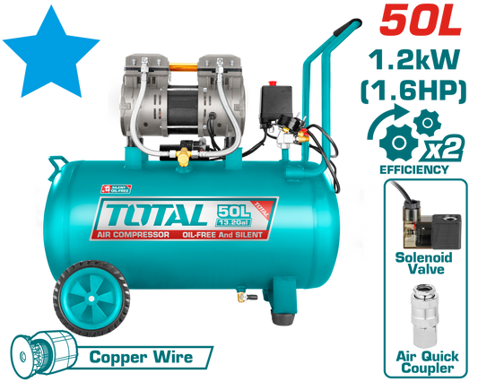 Total Air Compressor 50L Oil Free TCS1120508
