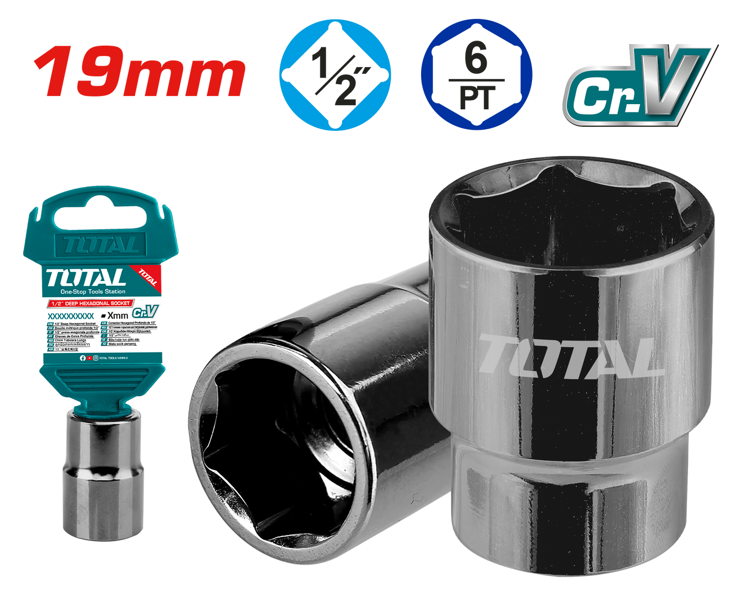 Total 1/2 Hexagonal Socket 19mm THTST12191