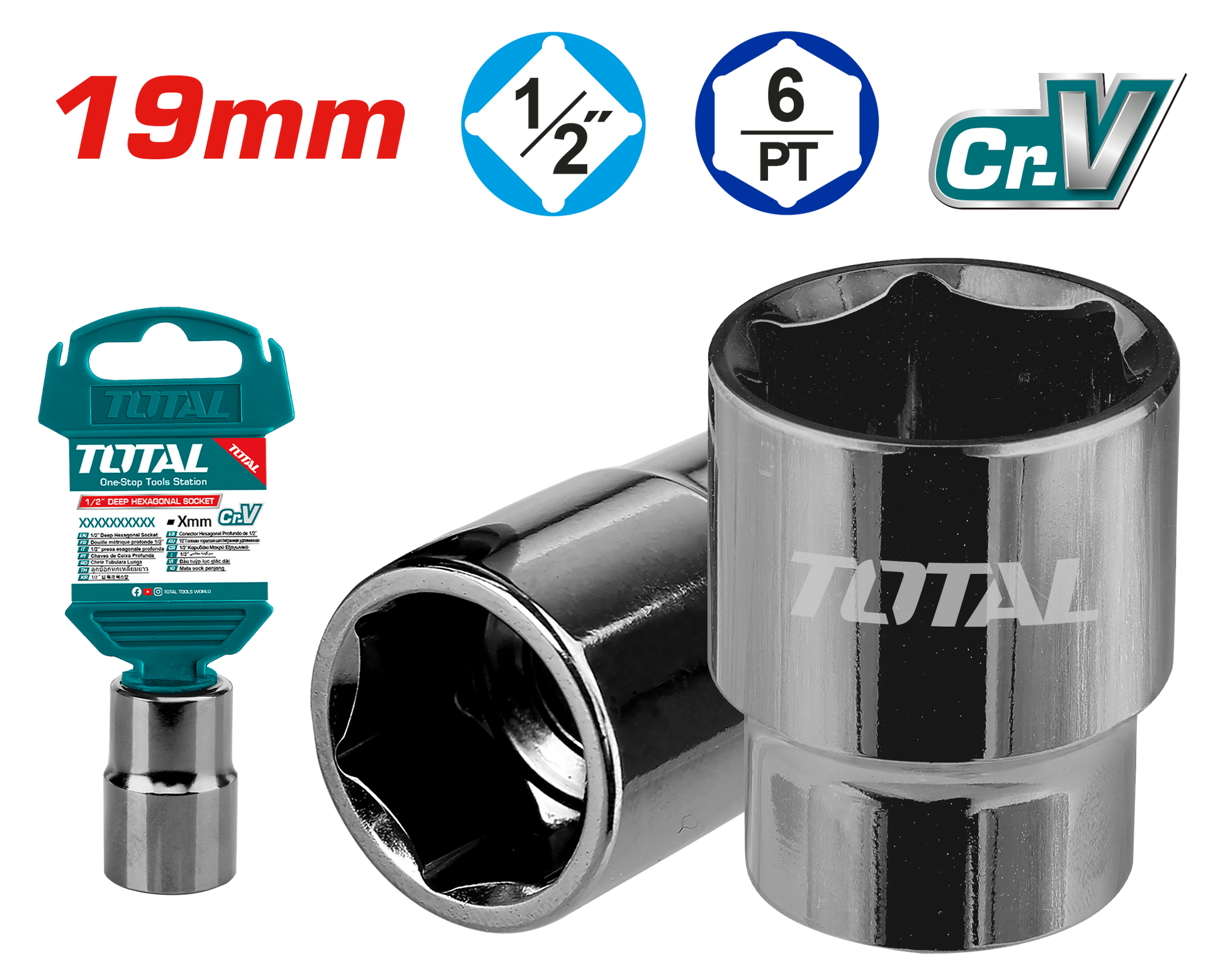 Total 1/2 Hexagonal Socket 19mm THTST12191