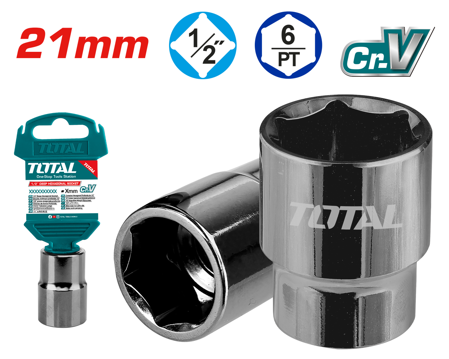 Total 1/2 Hexagonal Socket 21mm THTST12211