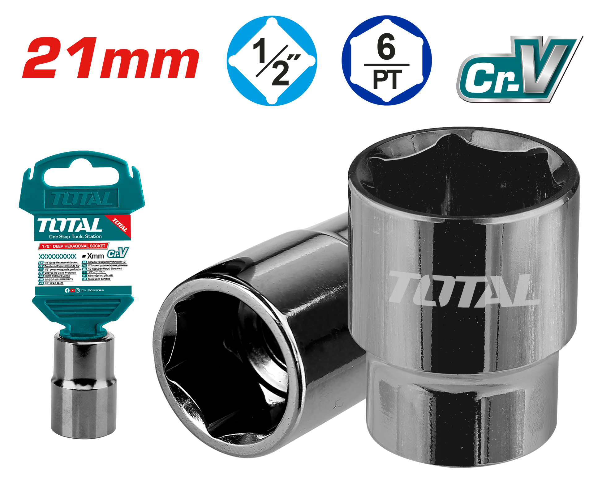 Total 1/2 Hexagonal Socket 21mm THTST12211