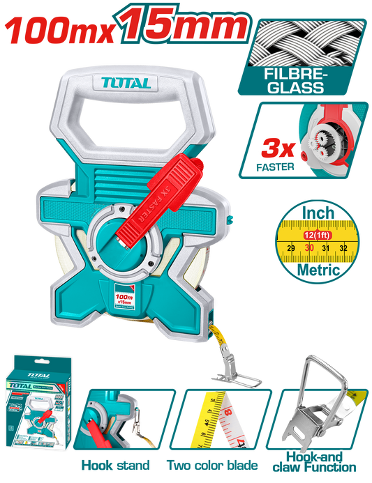 Total Fibreglass Measuring Tape 100m TMTF181006