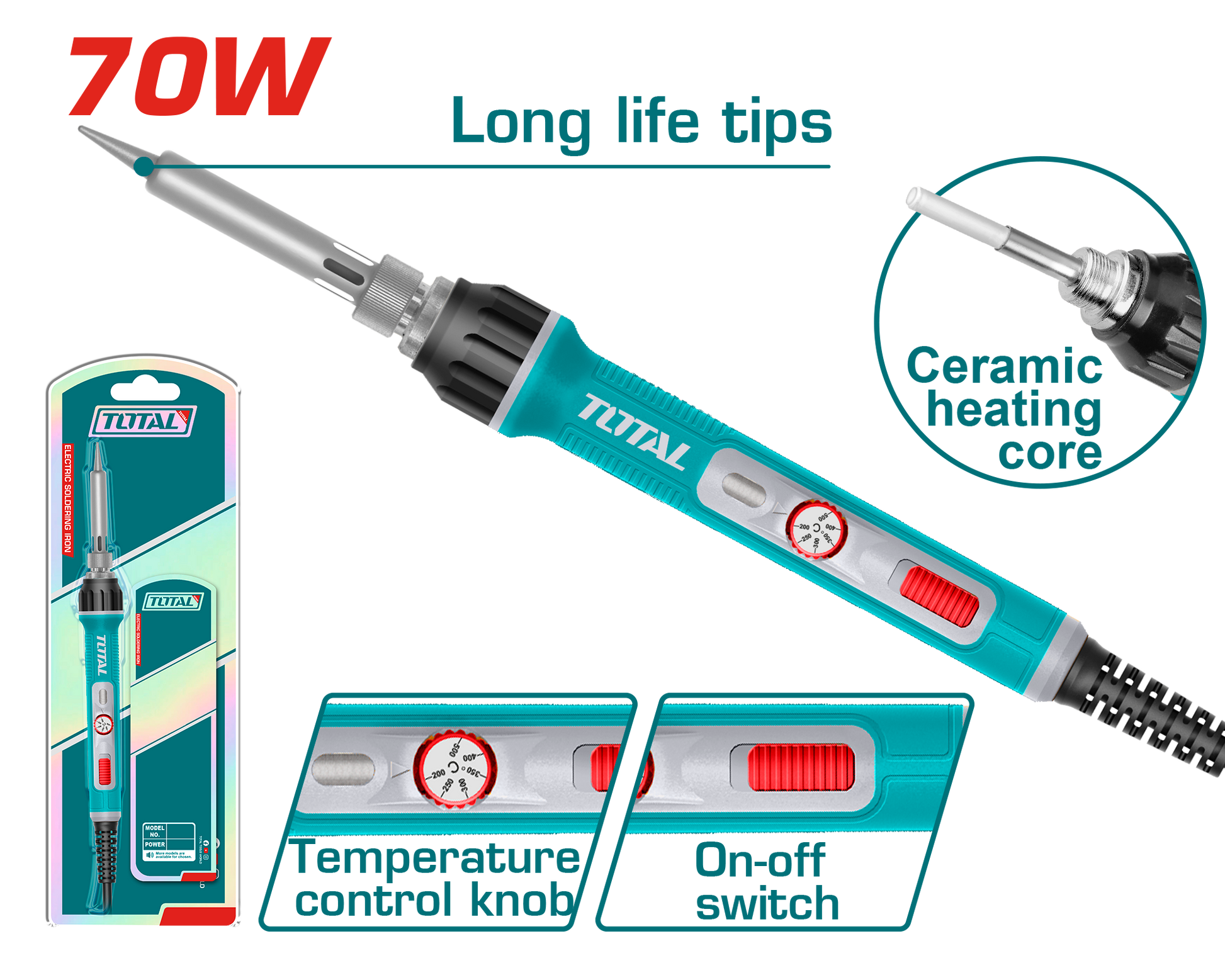 Total Electric Soldering Iron 70W TET01606