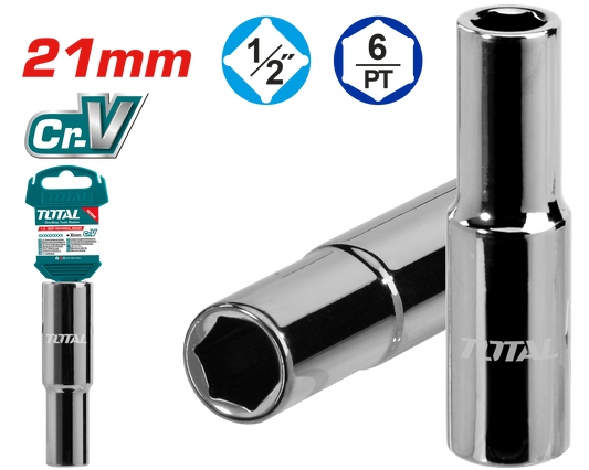 Total 1/2 Deep Hexagonal Socket 21mm THTST12213L