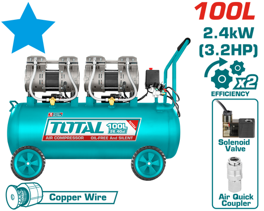 Total Air Compressor 100L Oil Free 3.2HP TCS2241008