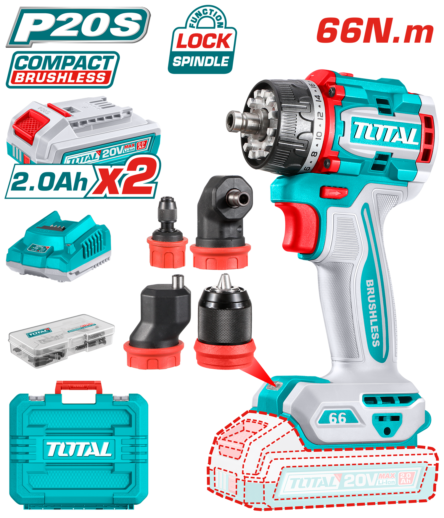 Total Cordless Multi-Head Drill Driver TDLI206686
